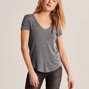 A&F Green Drapey V-Neck Tee